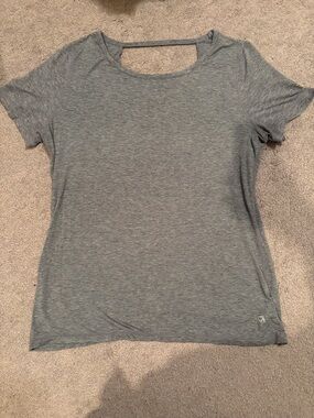 GAP Women's Heather Gray Short Sleeve Tee with Back Strap